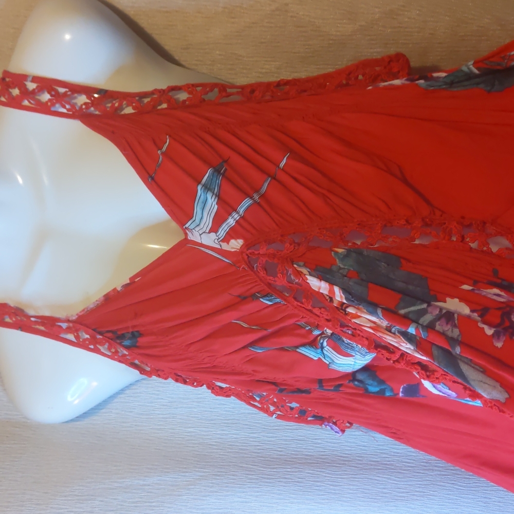 Elegant Red Floral Women's Dress Jaase